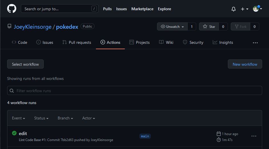 Github Actions Screenshot